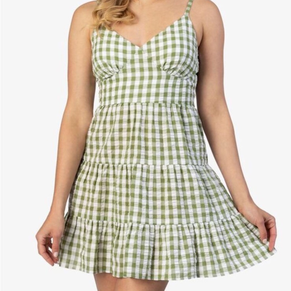 Speechless Green and White Checkered Dress